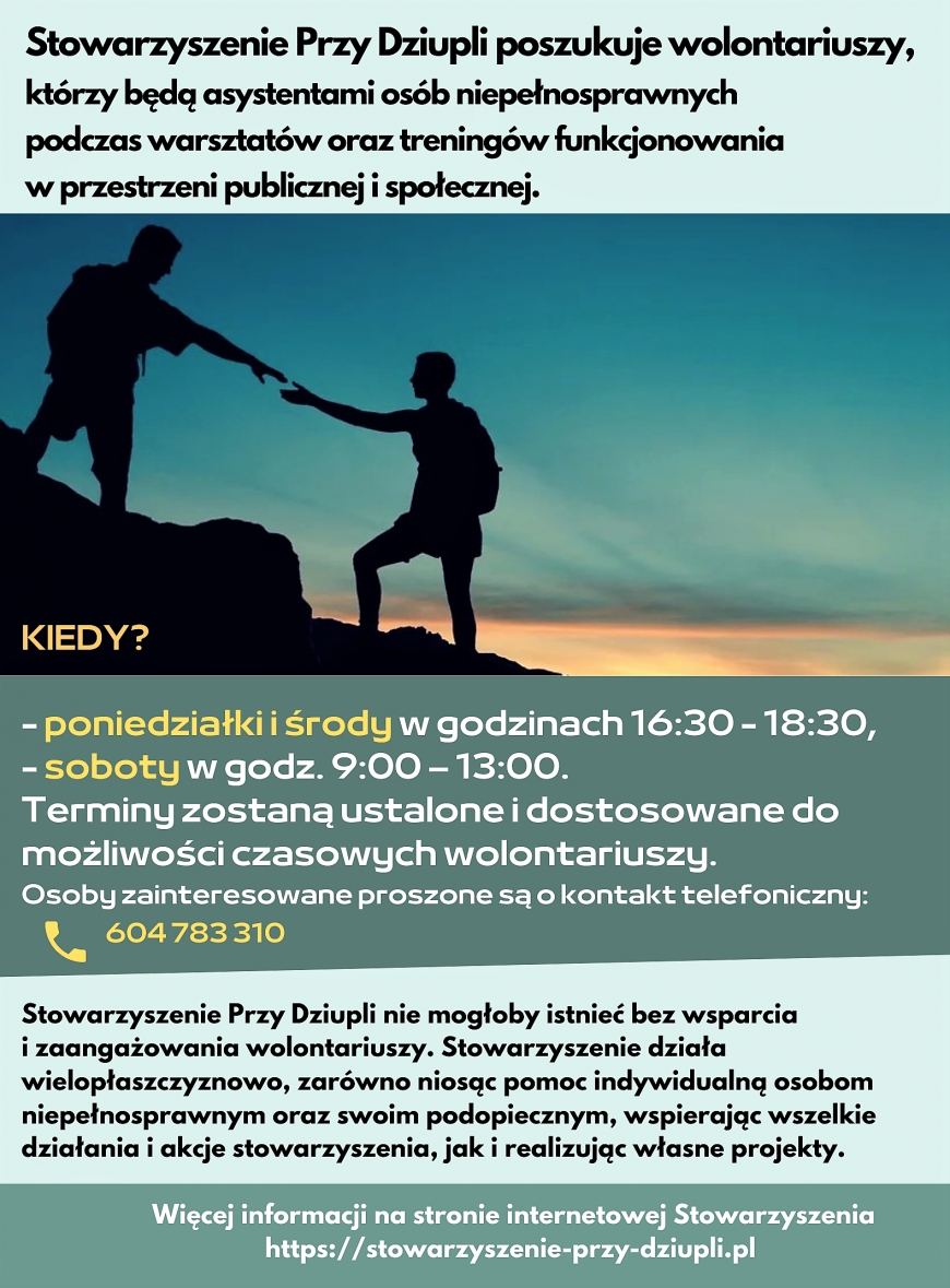 Zostań wolontariuszem Stowarzyszenia Przy Dziupli!